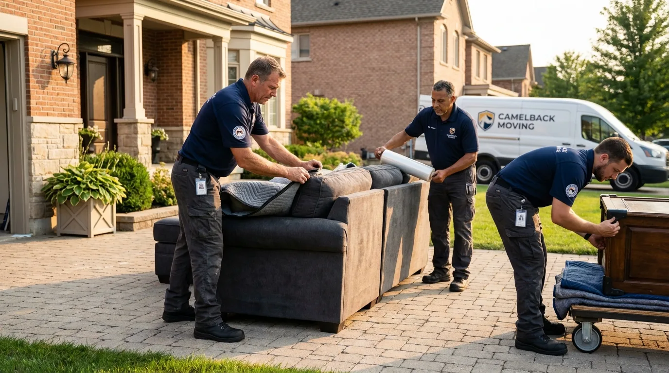 Large estate moving crew wrapping furniture in Snowflake, AZ