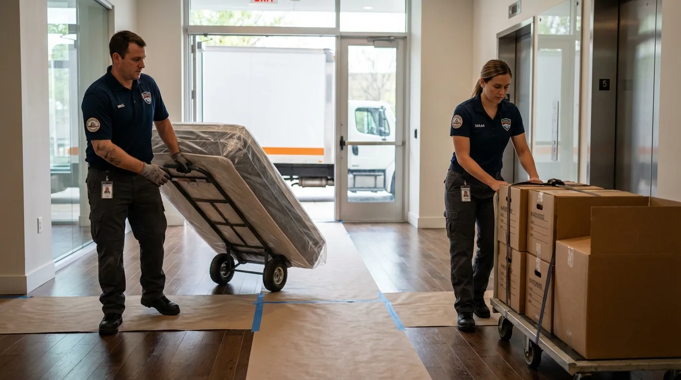 Professional apartment movers loading elevator in Snowflake, AZ